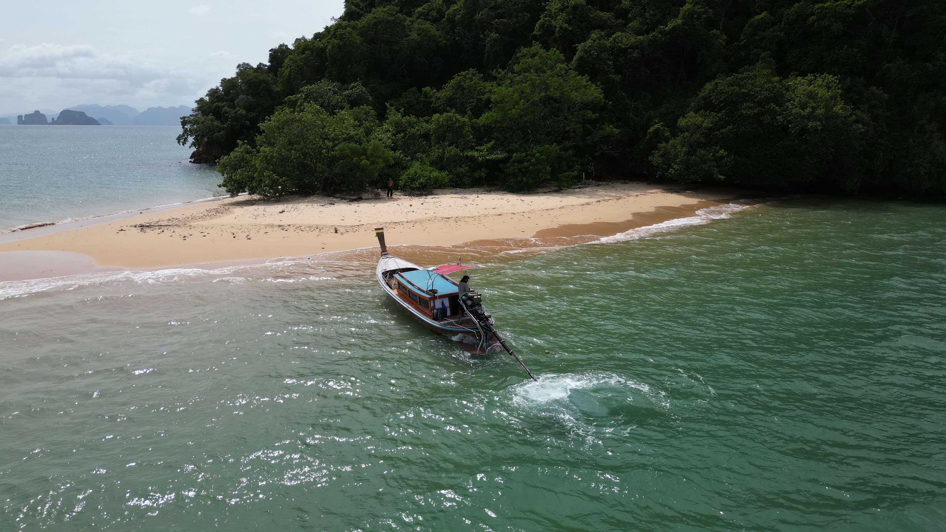 Small island and private boat route from above