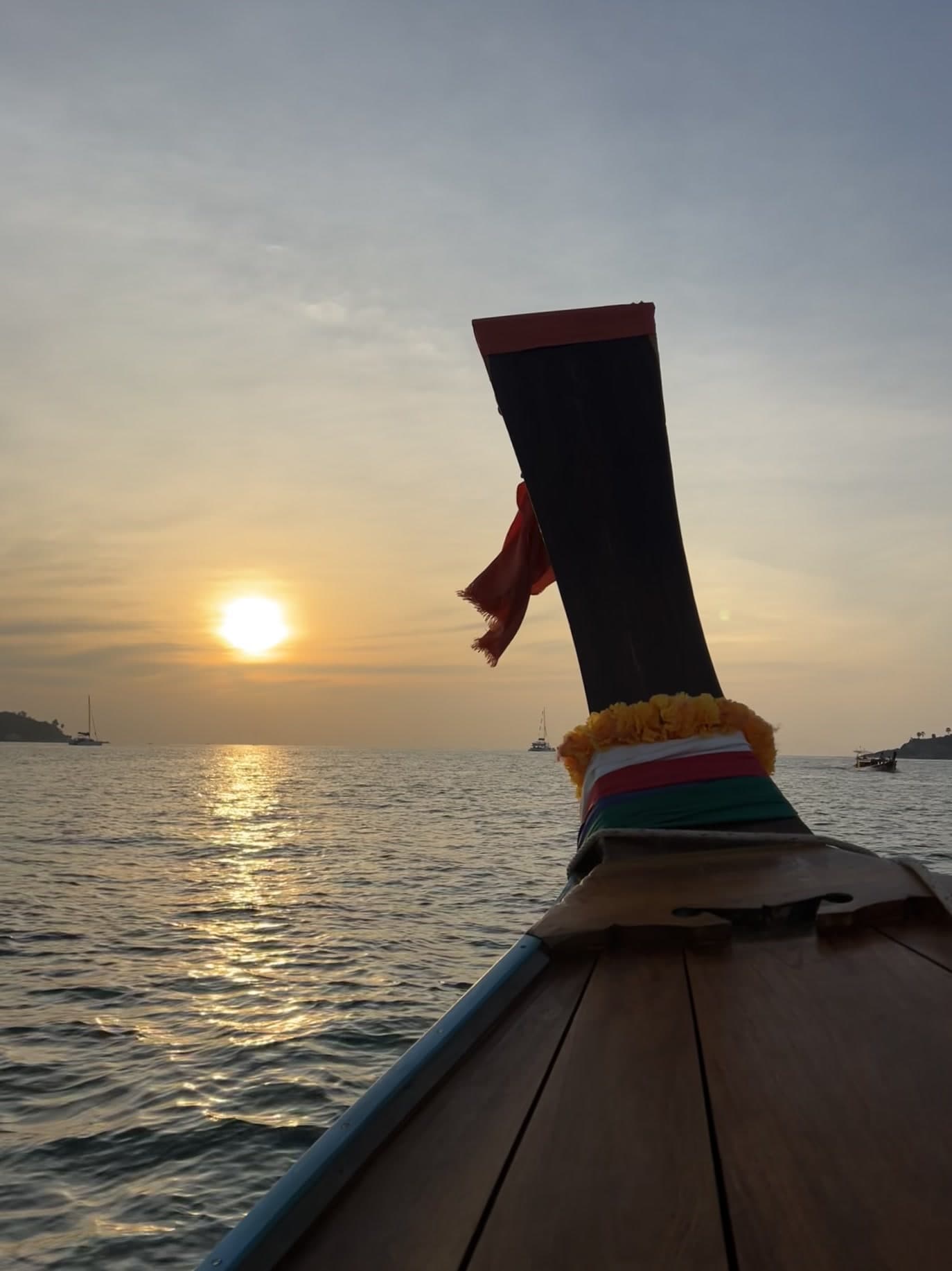 Sunset view from a private longtail boat near Phuket